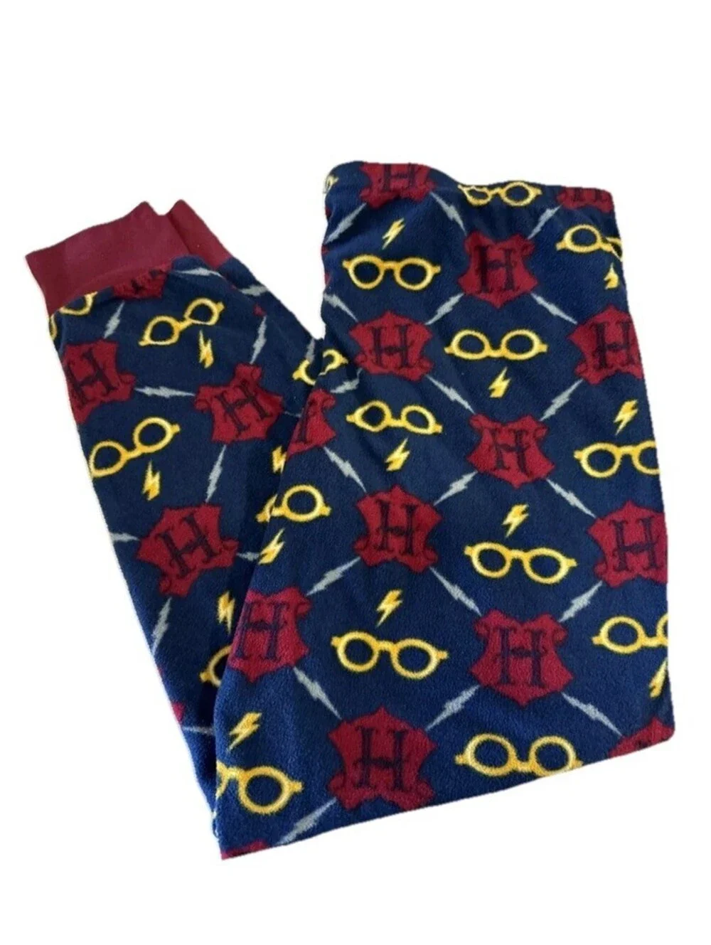 Harry Potter Blue Fleece Pajama Bottom Pants Size M elastic Waist Men’s